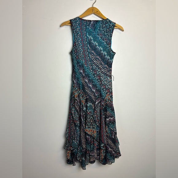 VTG Y2K Signature By Robbie Bee Sz 6 Fairy Flare Leyered Midi Dress Boho Shiffon - Picture 2 of 11